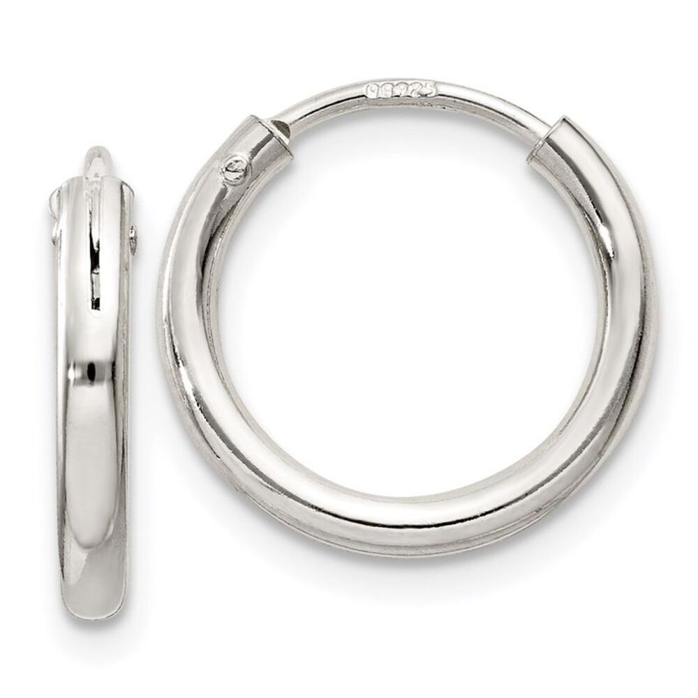 2mm, Sterling Silver, Endless Hoop Earrings - 14mm (1/2 Inch)